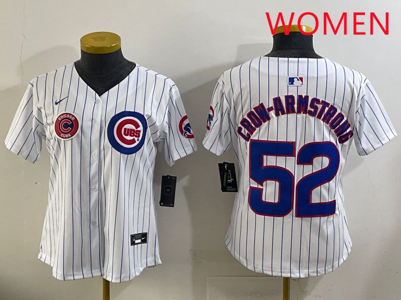 Women 2025 Chicago Cubs #52 Crow-Armstrong White Stripe Game Nike MLB Jersey style 7